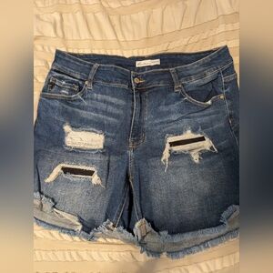 KanCan Ripped Blue Denim Shorts